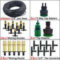 15M-30M Outdoor Misting Cooling System Garden Irrigation Watering 1/4'' Brass Atomizer Nozzles 4/7mm Hose for Patio Greenhouse