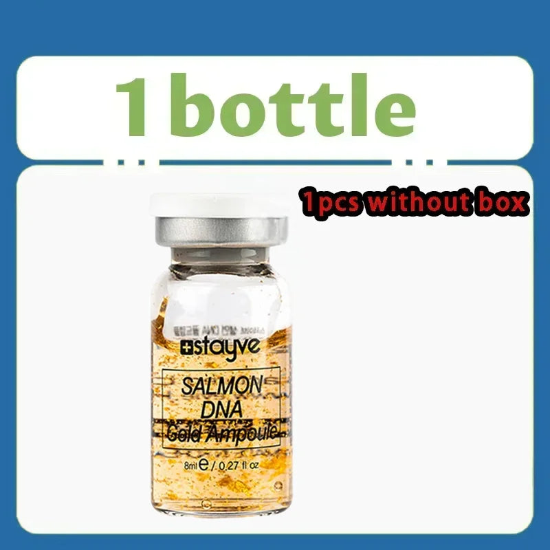 Salmon DNA golden ampoule serum single vial: glass bottle with white cap and amber liquid