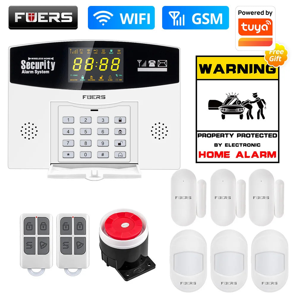 Fuers WIFI 4G 2G GSM Alarm System work with Tuya SmartBurglar Alarm Wireless Wired Security Zone Link Alexa Google Motion Sensor