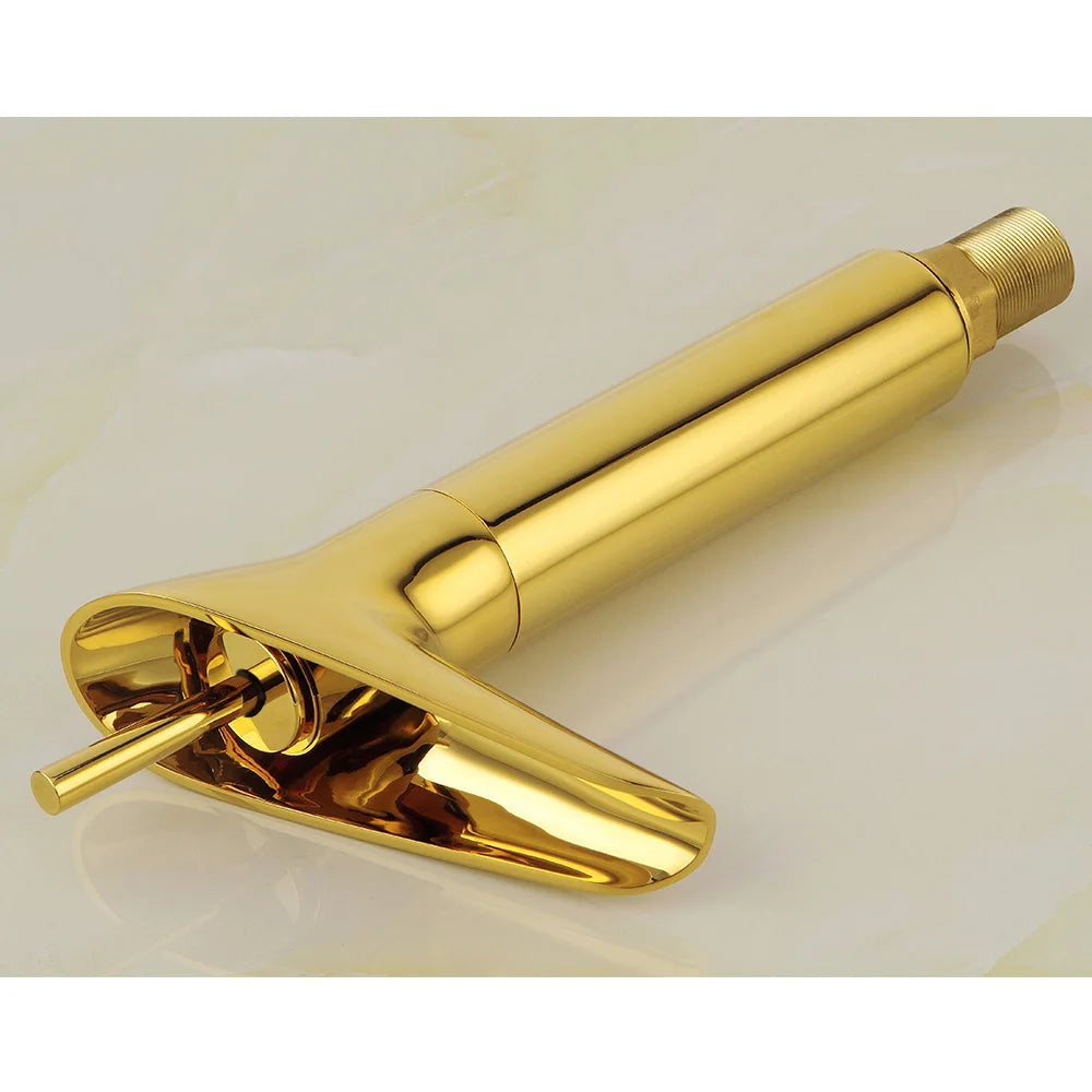 5*16*31cm Modern Golden Bathroom Faucet, Deck Mount Bathroom Single Handle Faucet for Homes, Bathrooms, Washbasins, Restaurants