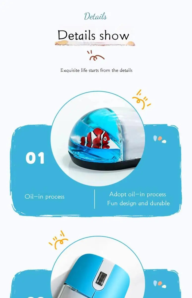 Creative Cute Floating Aquarium Animal 2.4 Wireless Mouse Ergonomics Mute Liquid Mice For PC Laptop Computer Accessoires Gifts