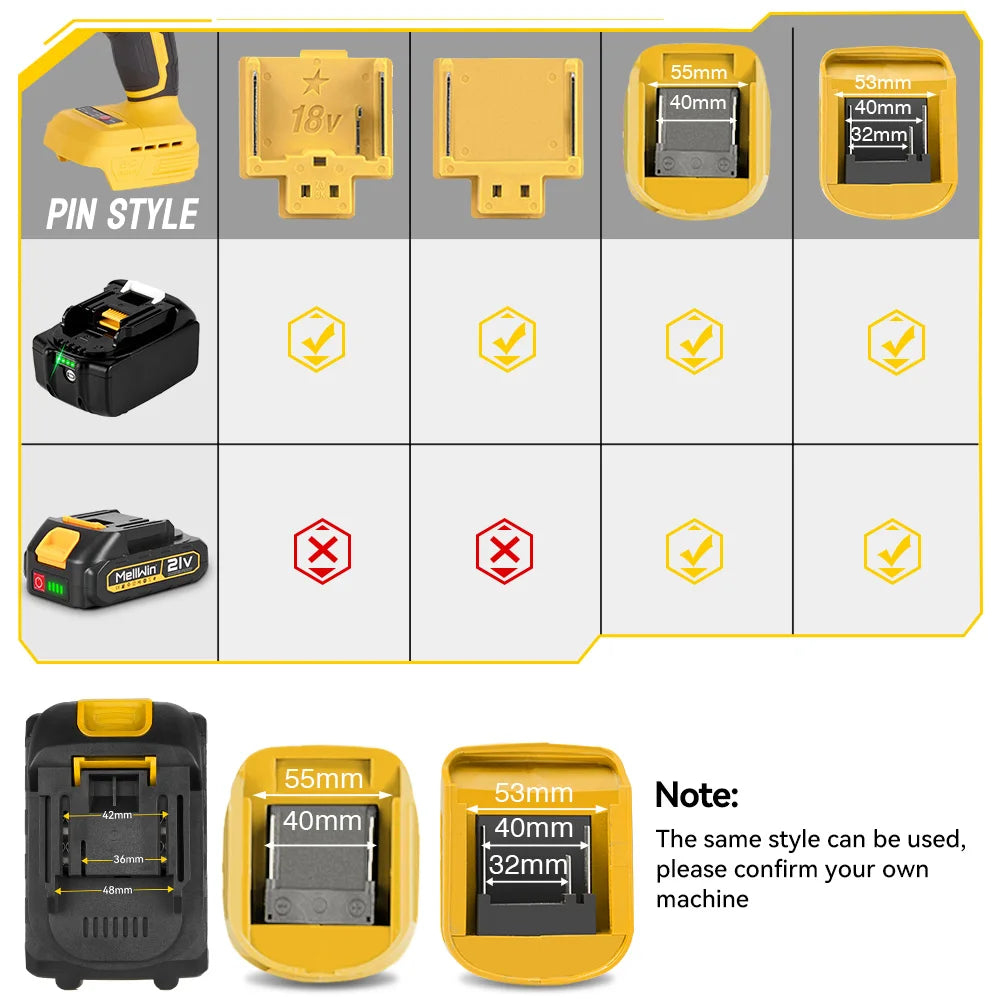 MELLWIN Cordless Electric Impact Drill Set 25+3 Torque Multipurpose Electric Screwdriver Power Tool For Makita 18V Battery Pin
