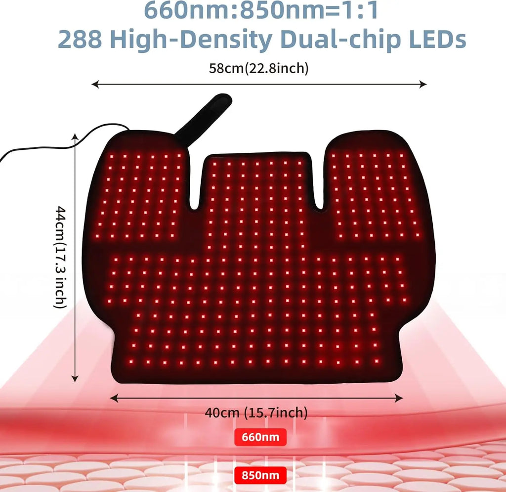 Red Light Therapy Neck Wrap - Dual-Chip LED Pad for Muscle Relief Massage Chairs Tidesmit