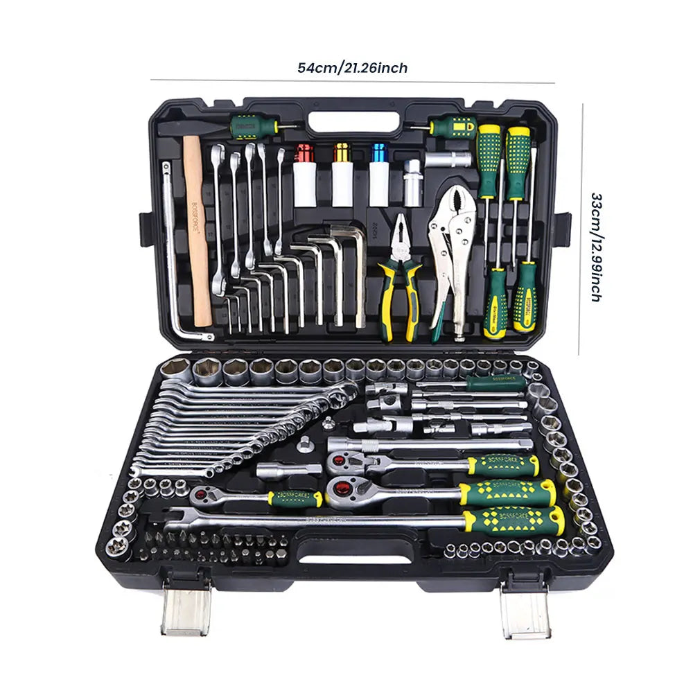 Podofo 144Pcs Car Repair Socket Tool Set Socket Wrench Ratchet Wrench Combination Kit with Portable Storage Tool Box