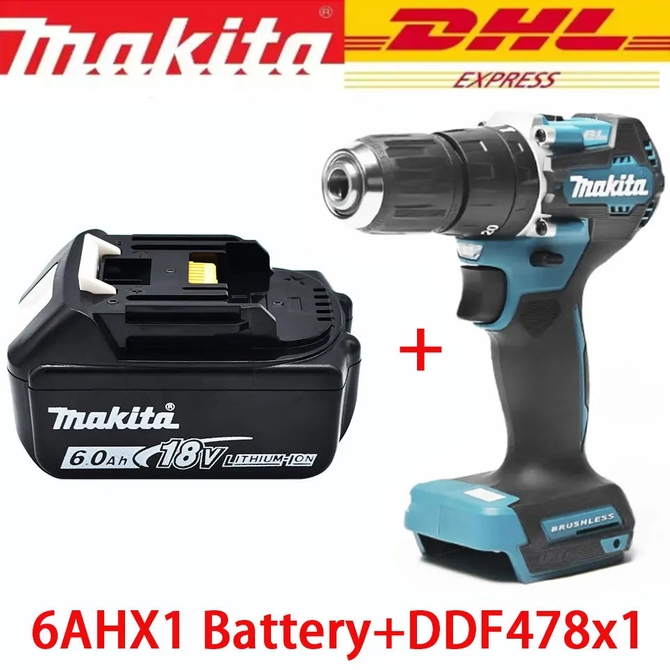 Makita 18V Battery DDF487 Brushless Electric Drill, Suitable for Five-rope Impact Drill of Decoration Team Uses Suitable