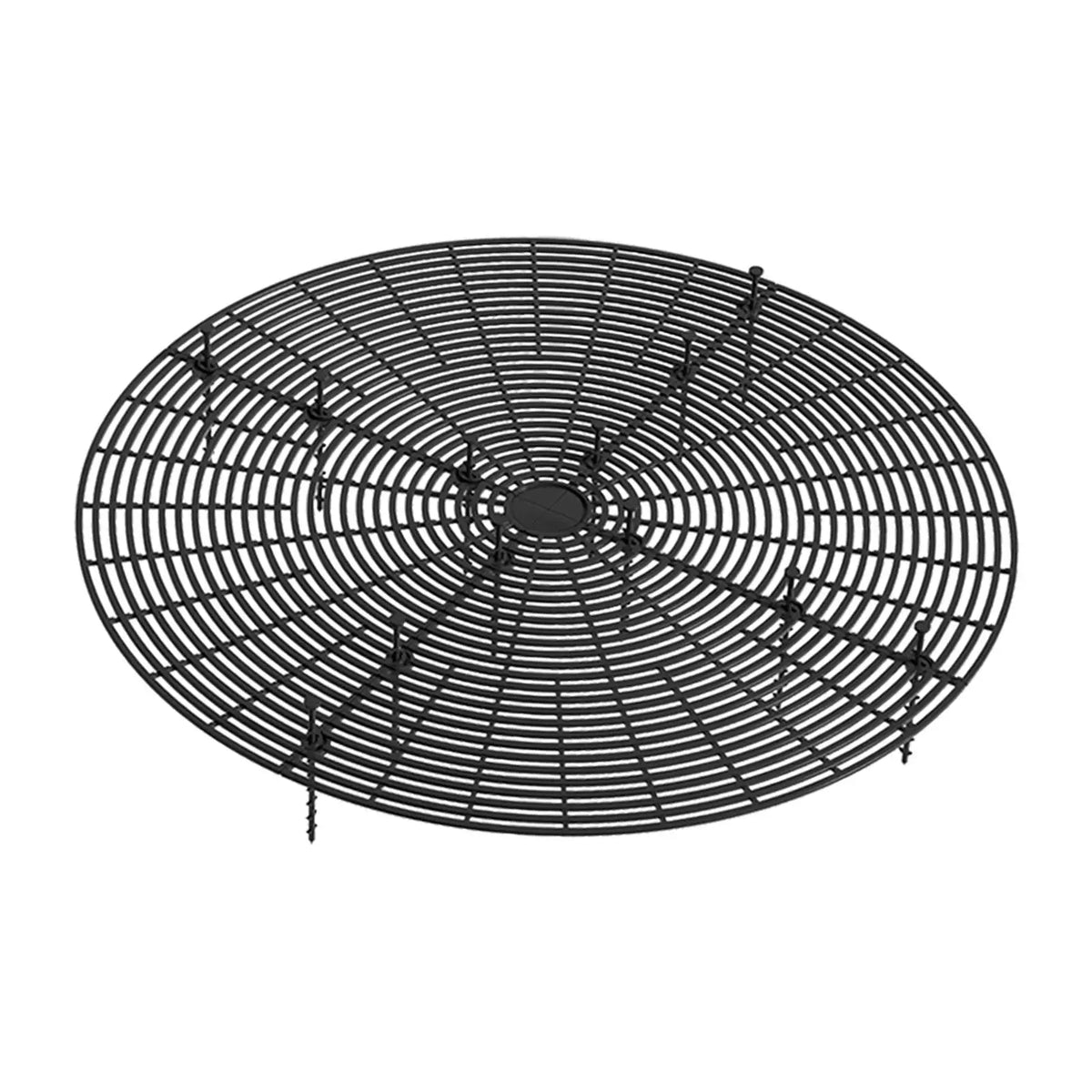 Black round garden soil guard with fine grid rings and central pot opening