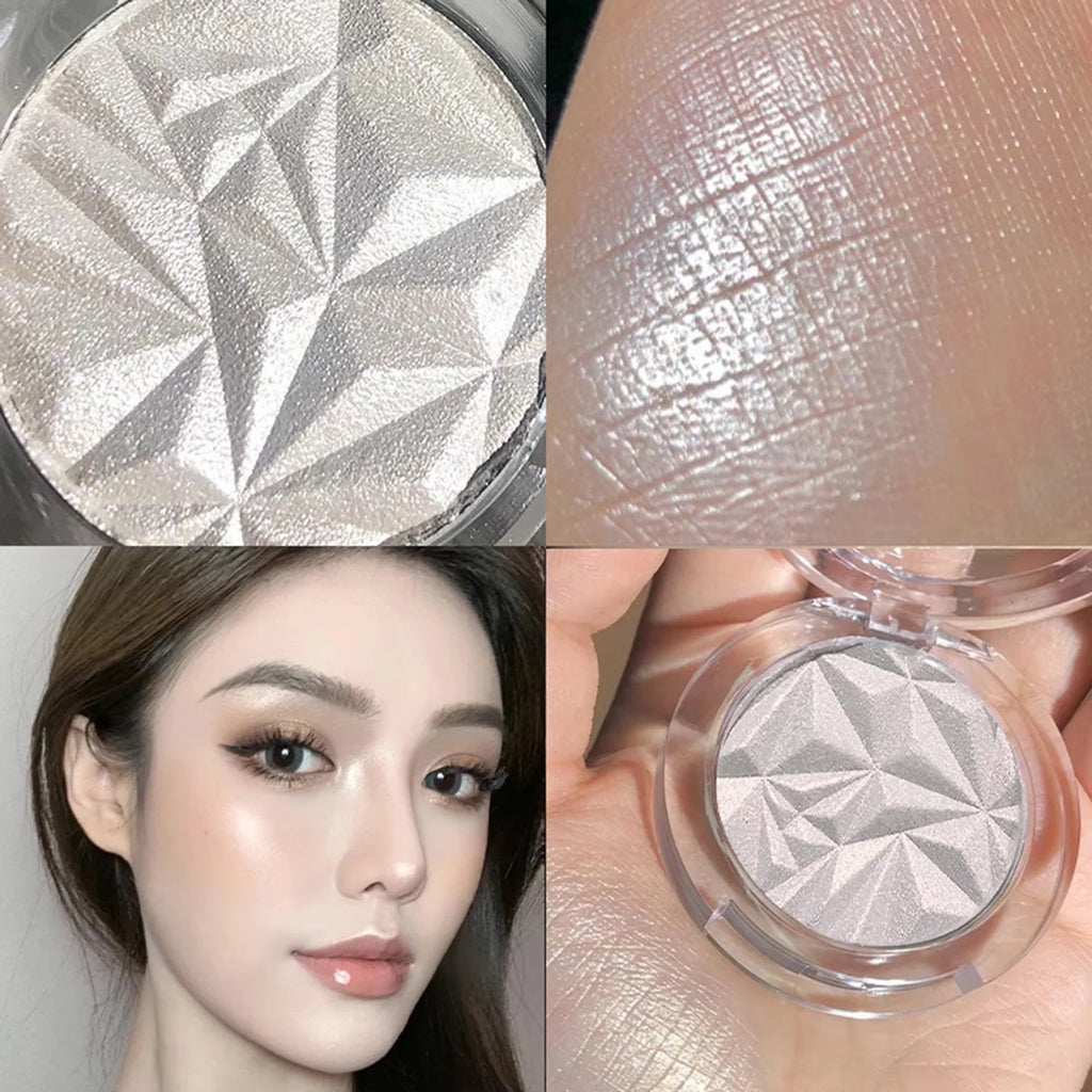 Tidesmit dual tone highlighter palette texture close-up showing 3D shimmer and matte face contour powder shades