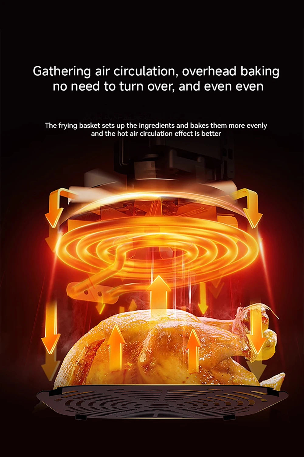 Air Fryer 8L 2800W Oil Free Electric Air Fryer with Touchscreen Household Multi-function Non-fat Fryer with Visible Window