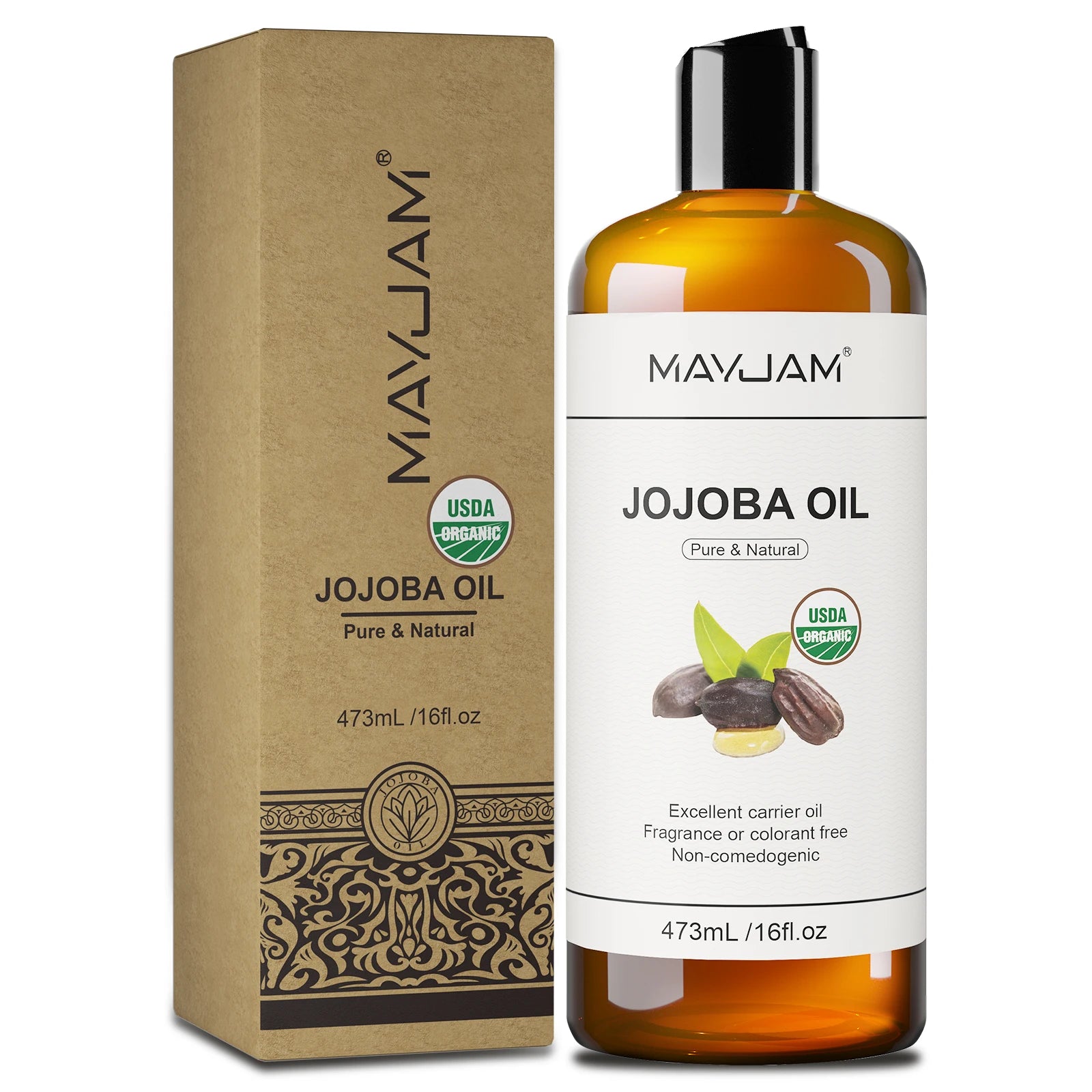MAYJAM 473ml Castor Jojoba Vegetable Glycerin Grapeseed Fractionated Coconut Pure Natural Carrier Oil for Skin Care & Hair Care