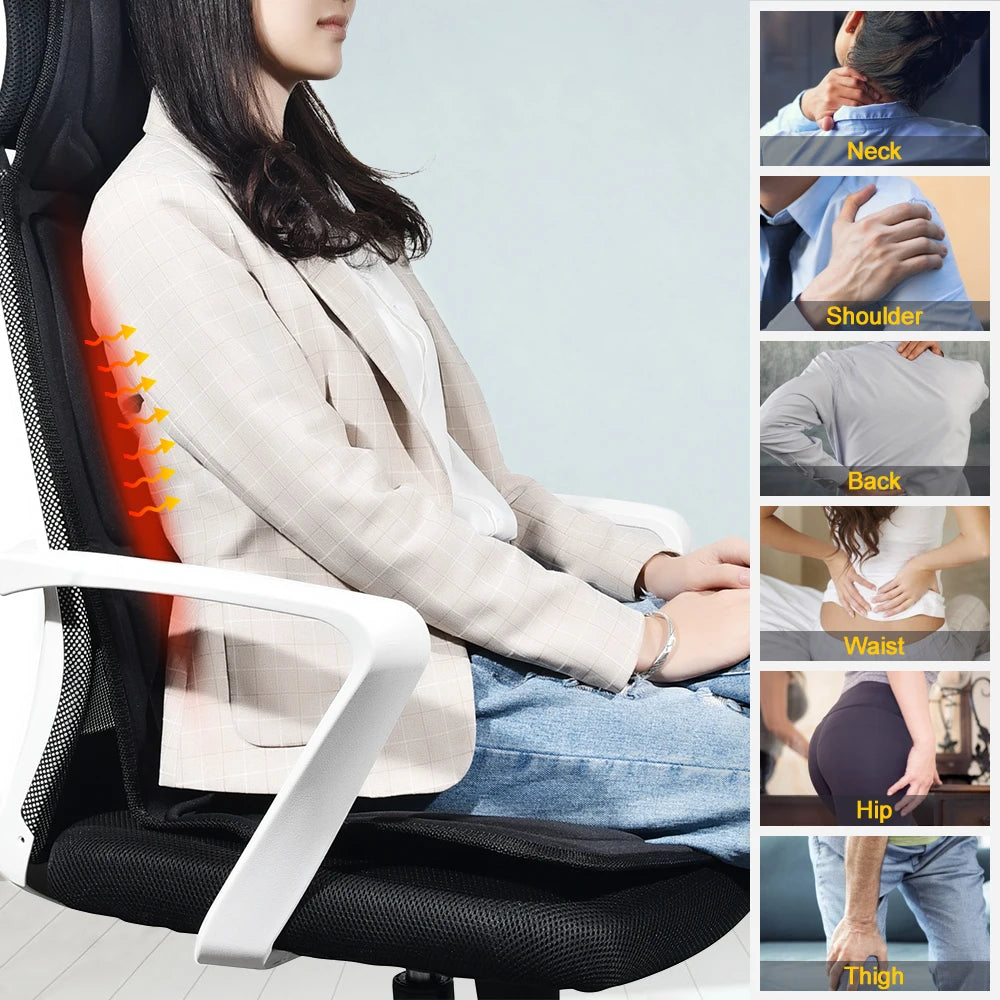 Electric Massage Chair Pad with Heat and Vibration for Back Relief Body Shaping Massage Equipment Tidesmit