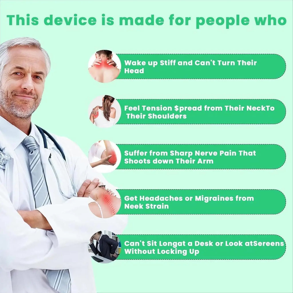 Tidesmit Portable Neck Massager - EMS Stress Relief Device (White) Relaxation Treatment Tidesmit