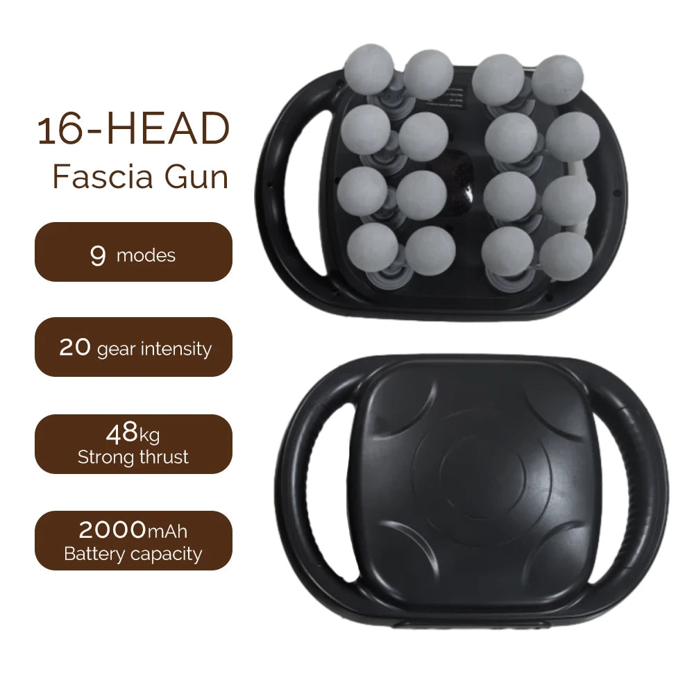 Deep Tissue Massage Gun with 99 Speed Settings and Heat Therapy Back Massage Instrument 16 head-black Tidesmit