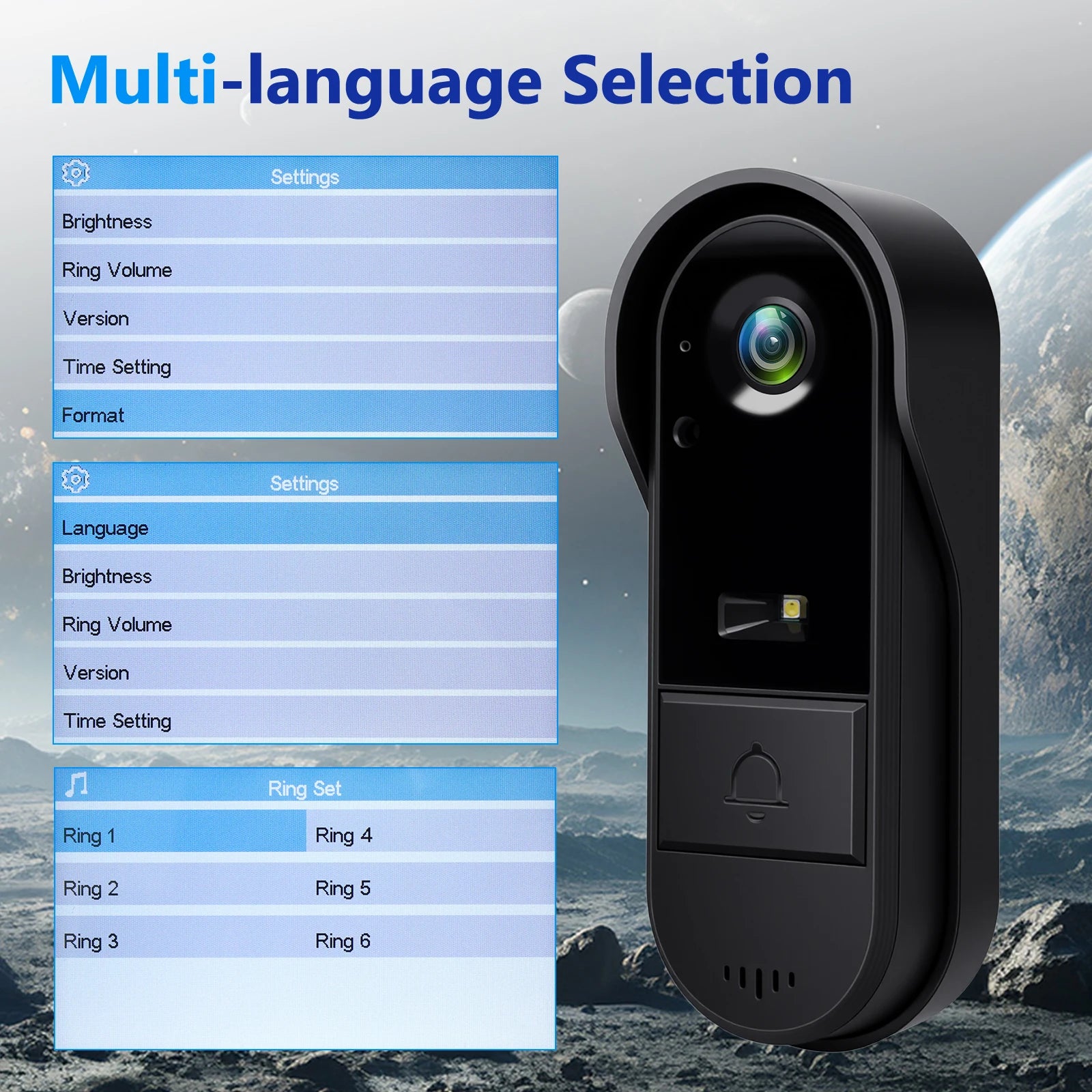 Podofo 4.3in Two-way Intercom Doorbell with 64G Card HD Night Vision IPS Screen Waterproof Visual Doorbell Home Security Video