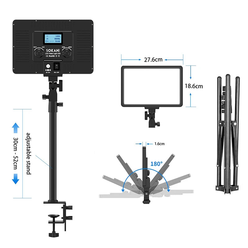 LED Video Light Panel | Adjustable Studio Fill Lamp for Creators Tidesmit