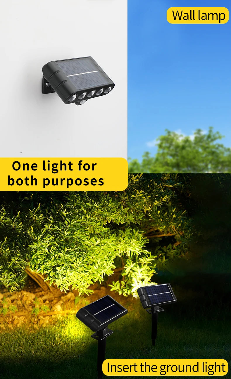 4PCS Solar Powered Outdoor Wall Light 3 Modes Security Lamp for Patio Garden Porch Fence Corridor Balcony 5 LED Bulbs Motion Sensor Solar Pathway