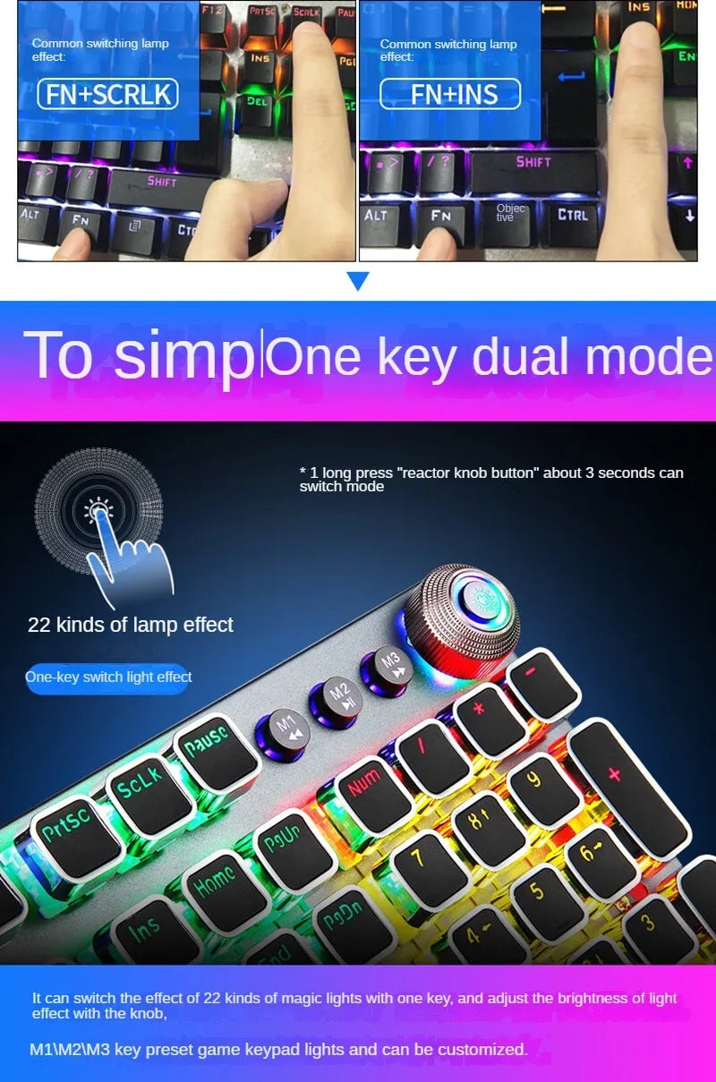 AULA F2058 Mechanical Gaming Keyboard Esports Game Macro Programming Keyboard Wired Mixed Backlight Keyboard for Game Laptop PC