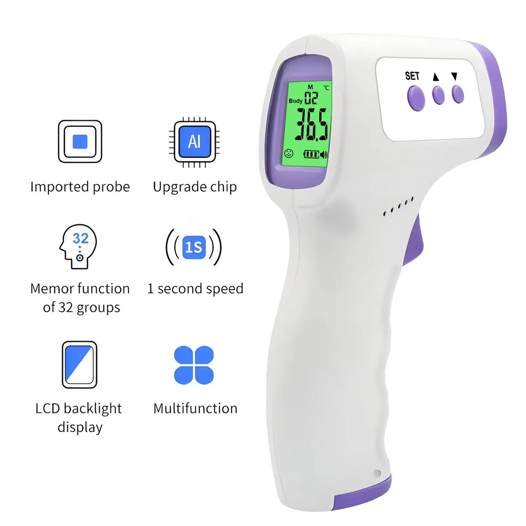 Wrist Blood Pressure Monitor LED English Voice Broadcast Tonometer BP Monitor Non Contact Infrared Medical Thermometer