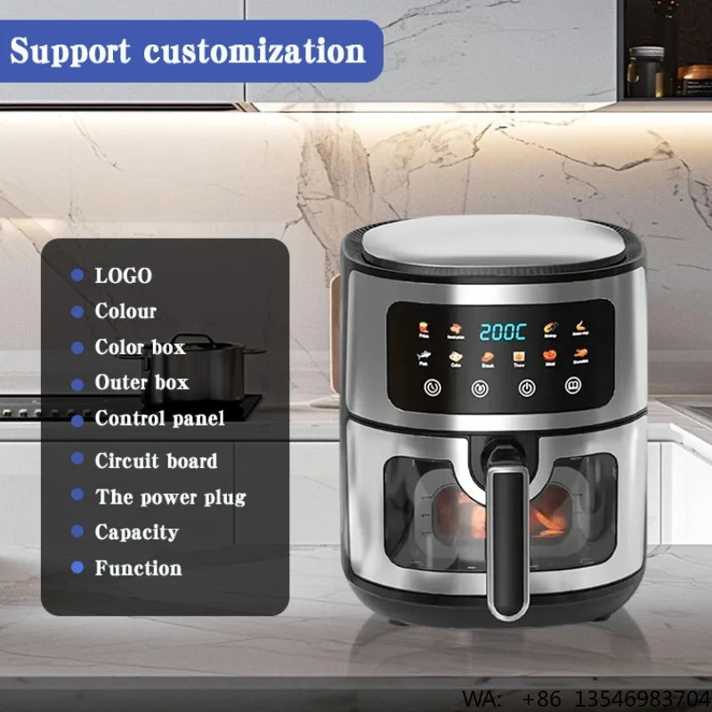 10L Smart Visual Air Fryer Electric Digital Deep Air Fryer Commercial Household Smart 10L Without Oil Air Fryer Oven