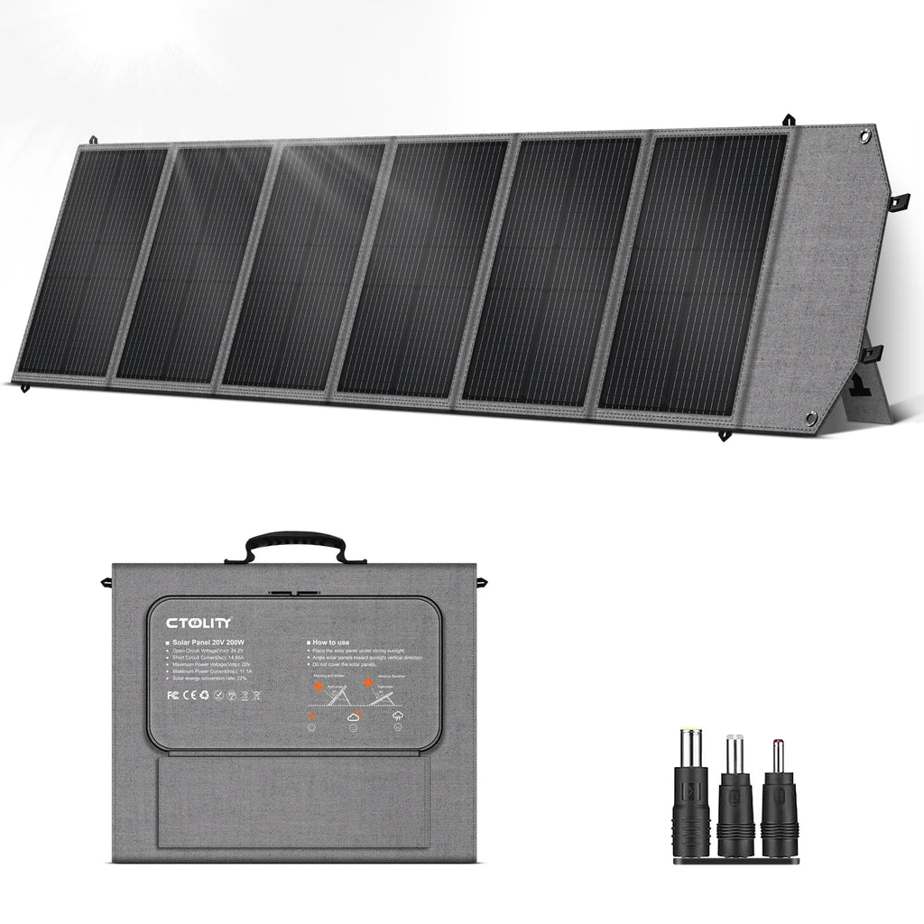 CTOLITY SP200 200W Solar Panel Portable Folding Bag 20.5V Outdoor Power Supply 23% Efficiency USB DC for Powerbank Solar Power