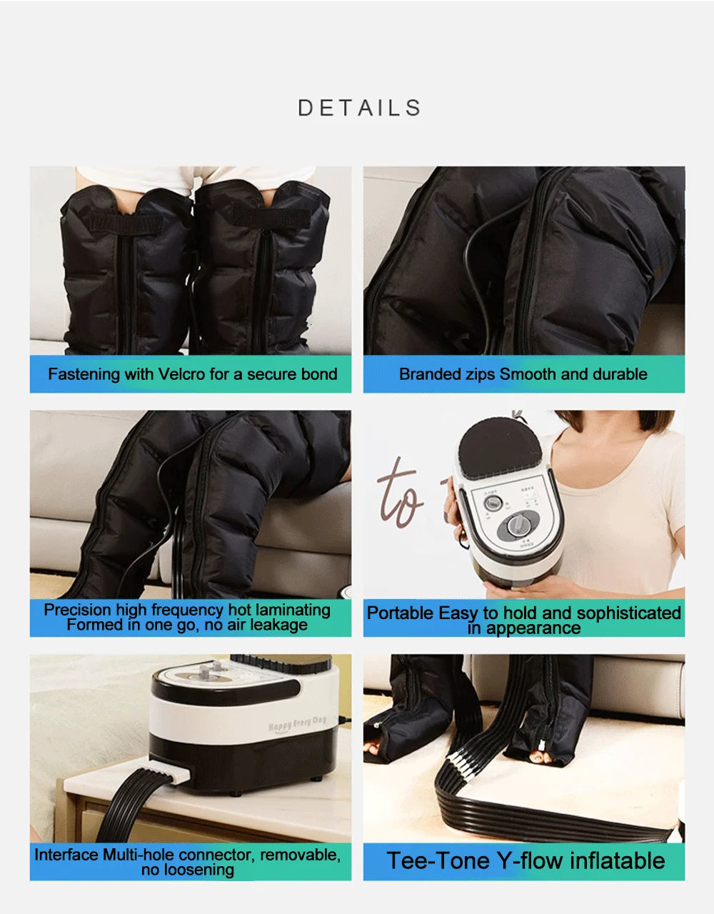 Leg Air Compression Massager for Circulation Relief | Tidesmit Relaxation Treatment Tidesmit