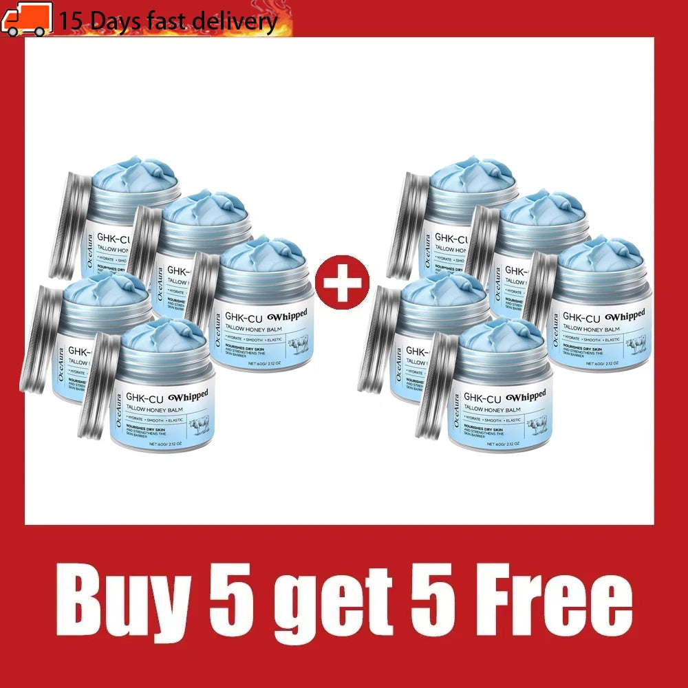 GHK-Cu Copper Peptide & Beef Tallow Blue Balm with Manuka Honey – Moisturizer for Mature, Dry, Sensitive Face & Body Skin
