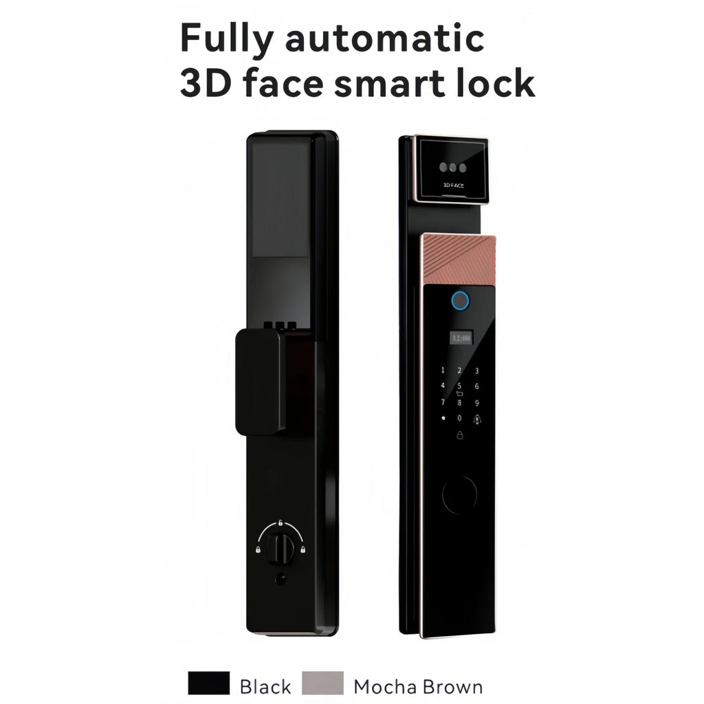 Fechadura Digital Security Lock 3D Face Recgonistion Tuya Wifi Smart Door Lock With Intercom Camera Fingerprint Macha Browwn