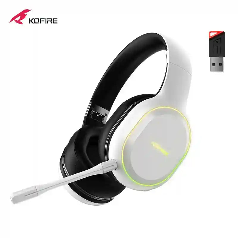 Wireless Gaming Headphones with Low Latency Audio and RGB Lights White Black Tidesmit