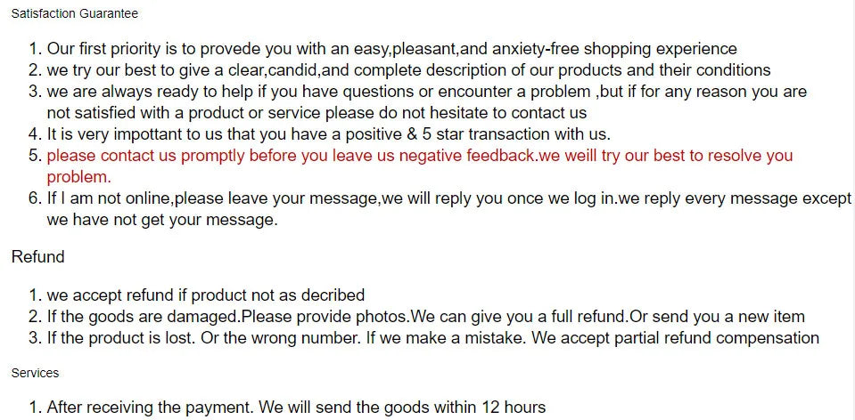 Plant support clip satisfaction and refund policy text