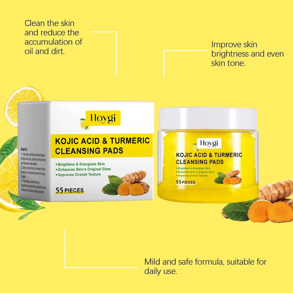 Turmeric Kojic Acid Cleansing Pads Exfoliating Pads Removing Dead Skin Shrink Pores Smooth Brightening Skin Face Cleansing