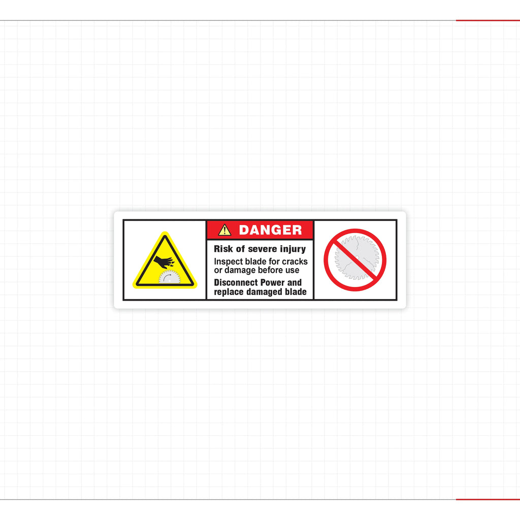 Mechanical Hazard Warning Decal Broken Saw Blade Cuts Risk Safety Sign - Angle/Detail 10