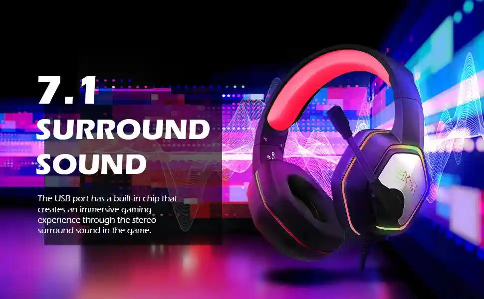 Wireless Gaming Headset with Mic - 7.1 Surround Sound for PC and PS5 Tidesmit