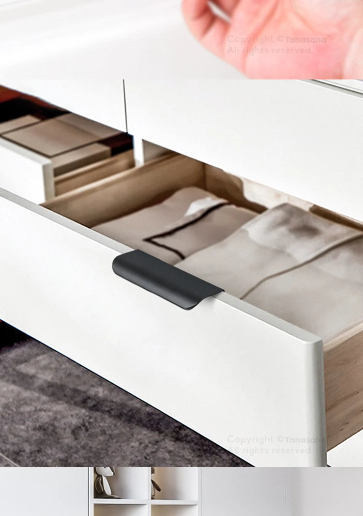 Aluminum Alloy Handles Invisible Furniture Pulls Cabinet Drawer Knobs Wardrobe Door Handles Hidden Hardware Accessories