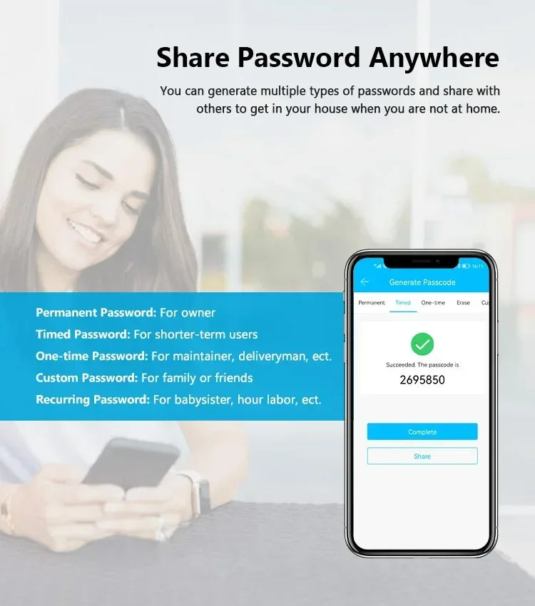Biometric Fingerprint Door Lock with TTLock IP66 Waterproof Keyless Entry Smart Lock (Fingerprnt/IC Card/APP) High Security