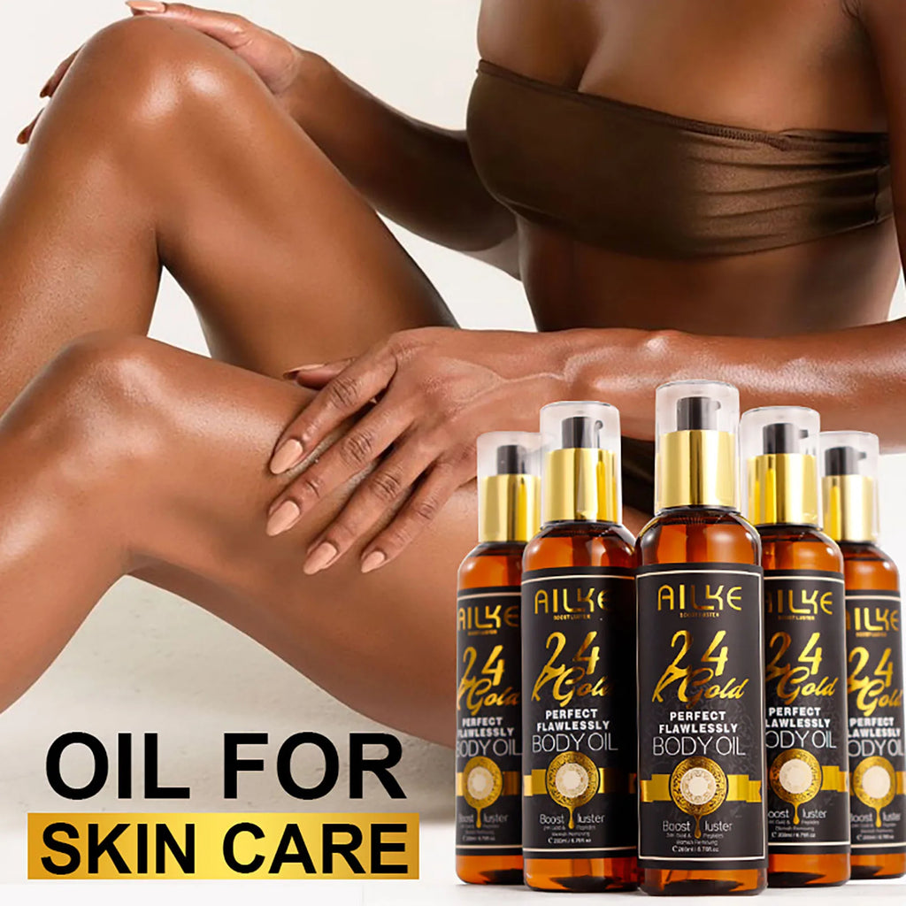AILKE 24k Gold Flawlessly Whitening Skin Care Set For All Skin Type, Moisturizer, Reduce Black Spots, Smoothing, Brightening