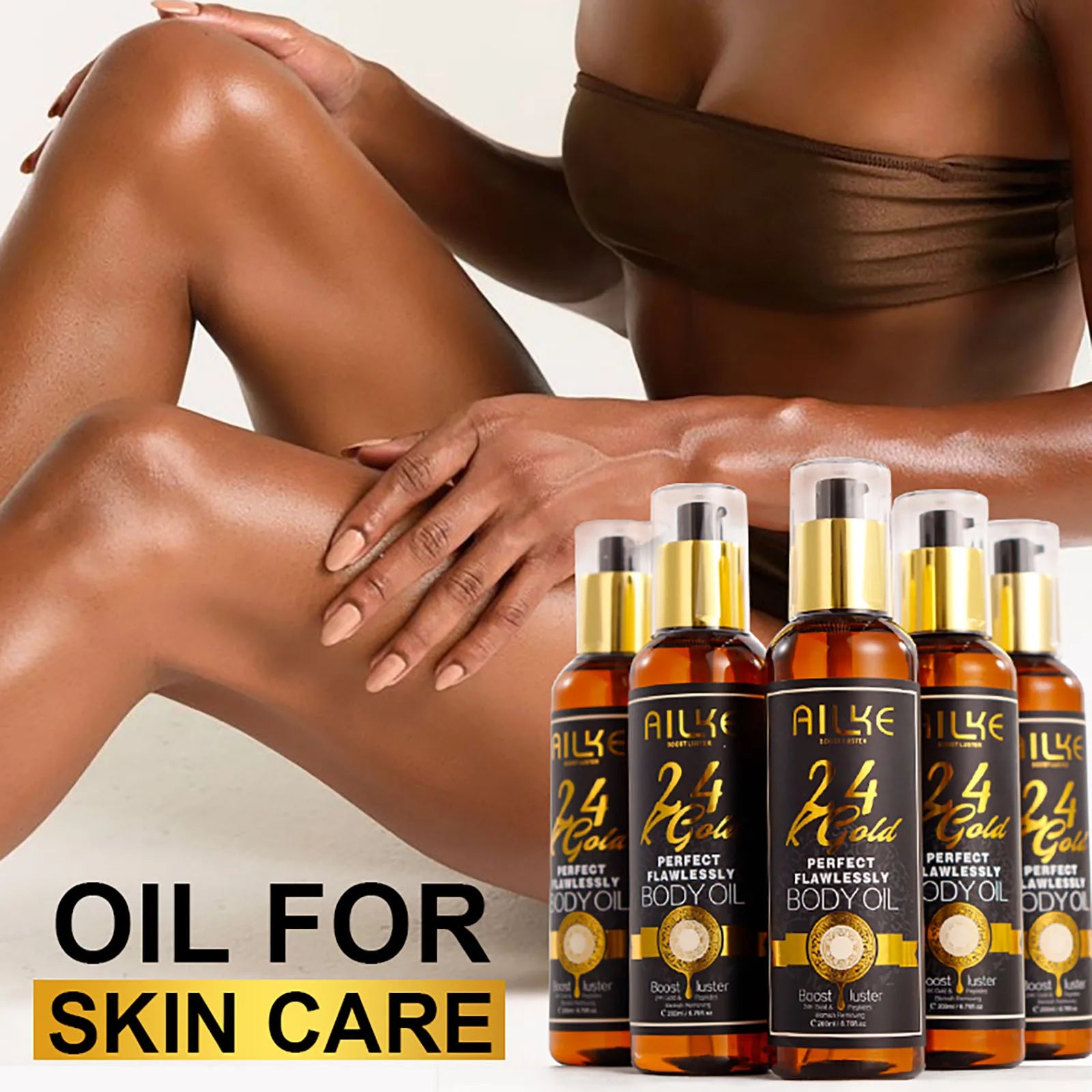 AILKE 24k Gold Flawlessly Whitening Skin Care Set For All Skin Type, Moisturizer, Reduce Black Spots, Smoothing, Brightening