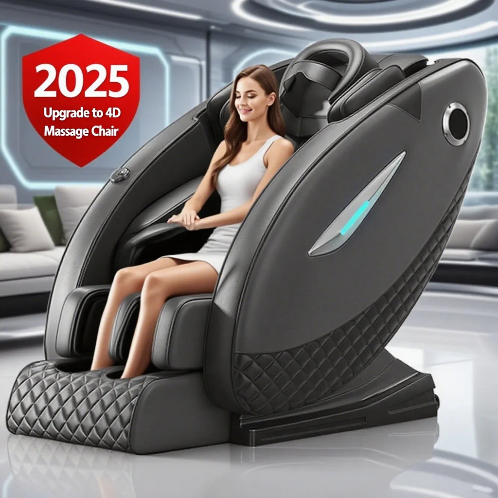 4D Zero Gravity Full Body Shiatsu Massage Chair with Heat Therapy Massage Chairs Black Tidesmit