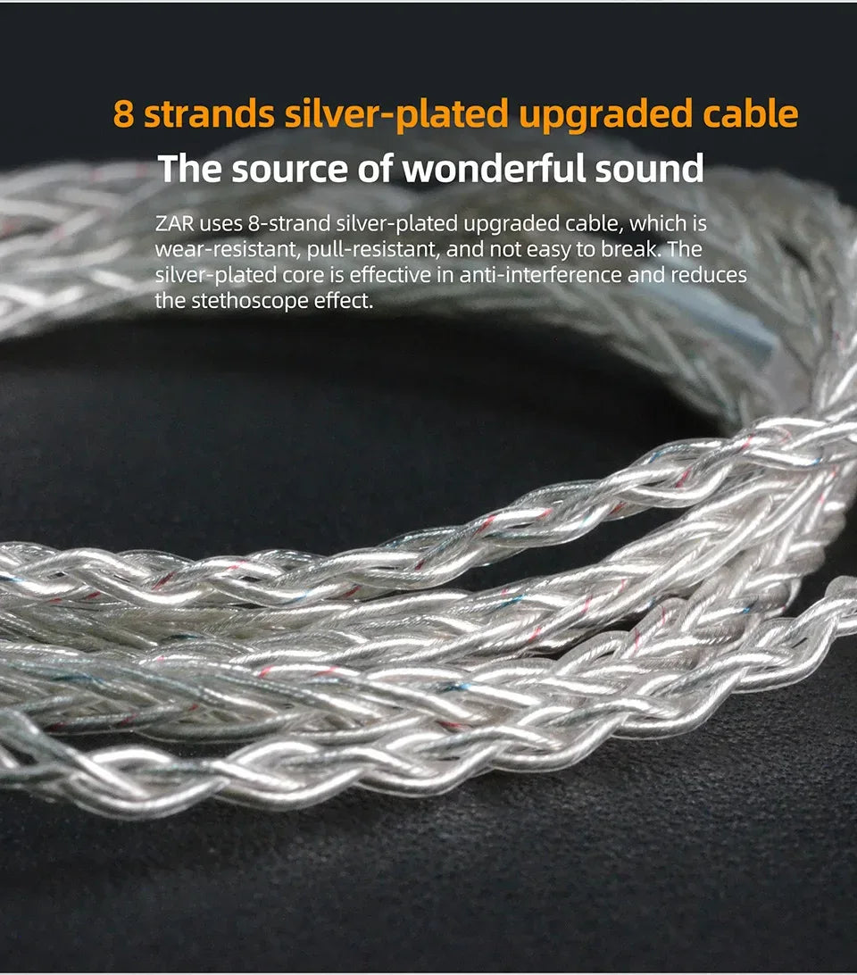 KZ ZAR Hybrid Driver In-ear Monitor 1DD + 7BA HiFi Headphones 2Pin Wired Headphones Music DJ Headphones Sports Gaming Earbud Tidesmit