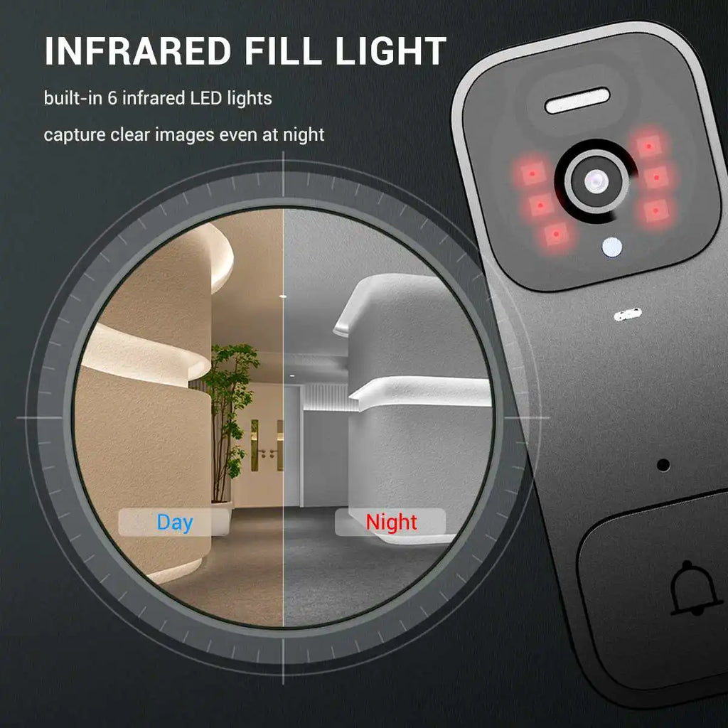 Smart Video doorbell Black 4.3 inch Monitor HD Night Vision Intercom with 64GB Storage card