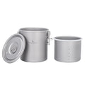 Titanium rice cooker set with two nested pots, side clips, and matching lids