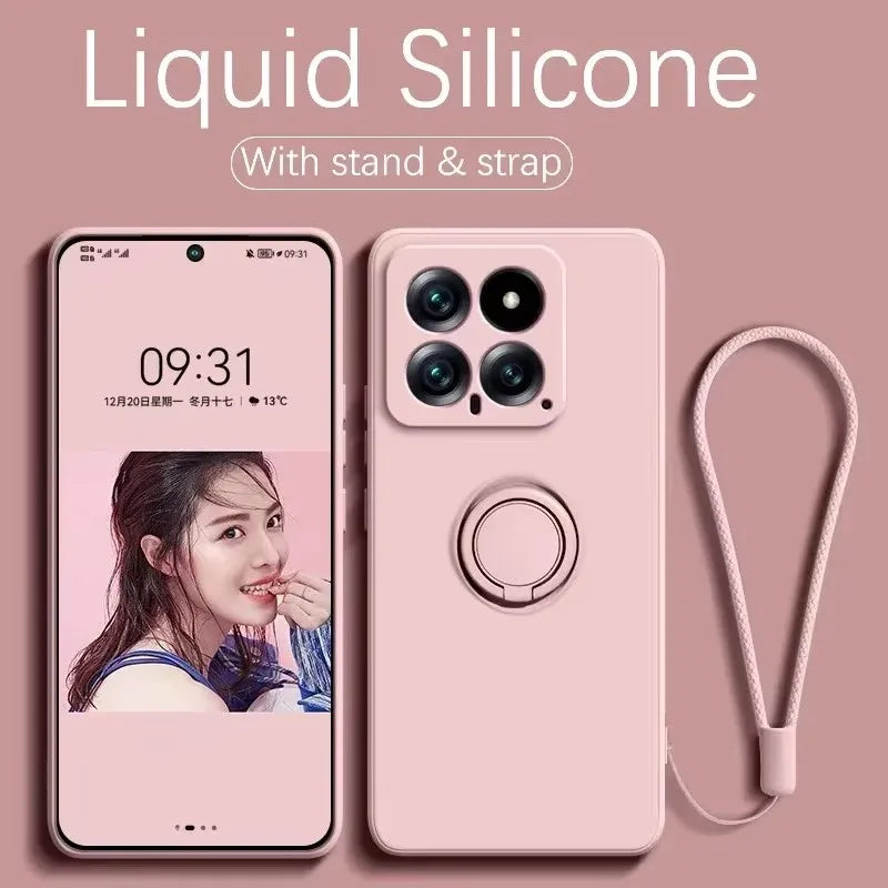 Magnetic Silicone Phone Case for Xiaomi Redmi with Kickstand Pink Tidesmit