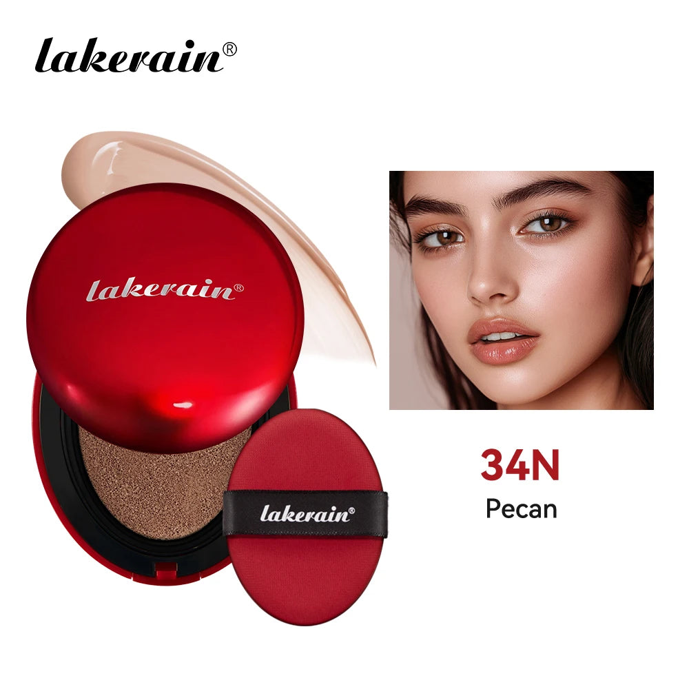 Tidesmit Lakerain waterproof cushion foundation detail view showing full coverage semi-matte face makeup texture