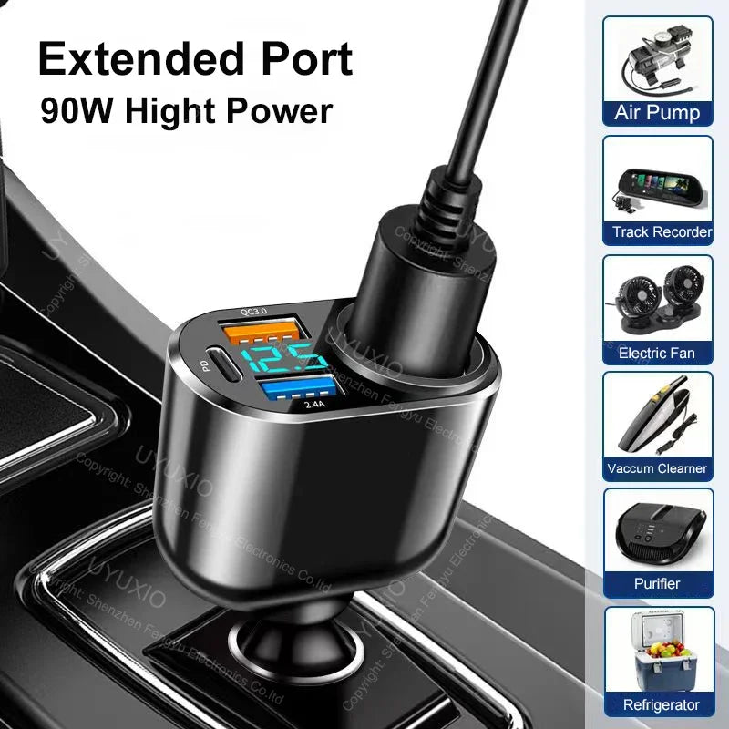 USB C Car Charger Adapter - 30W Fast Charging with LED Voltage Display Tidesmit