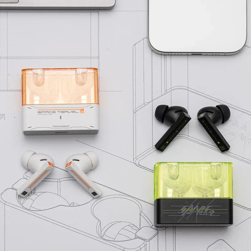 MOONDROP Space Travel 2 earphone HiFi Noise-Canceling TWS wiress Bluetooth 6.0 ANC Low-latency Game Mode SBC/AAC gaming headset Tidesmit