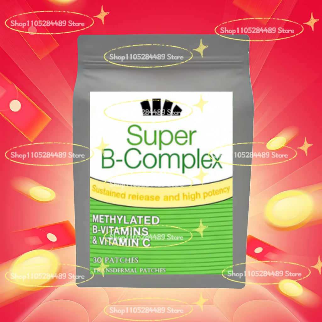 Super B-complex Methylated B-vitamins Transdermal Patches Energy, Nerve, Blood Support 30 Patches