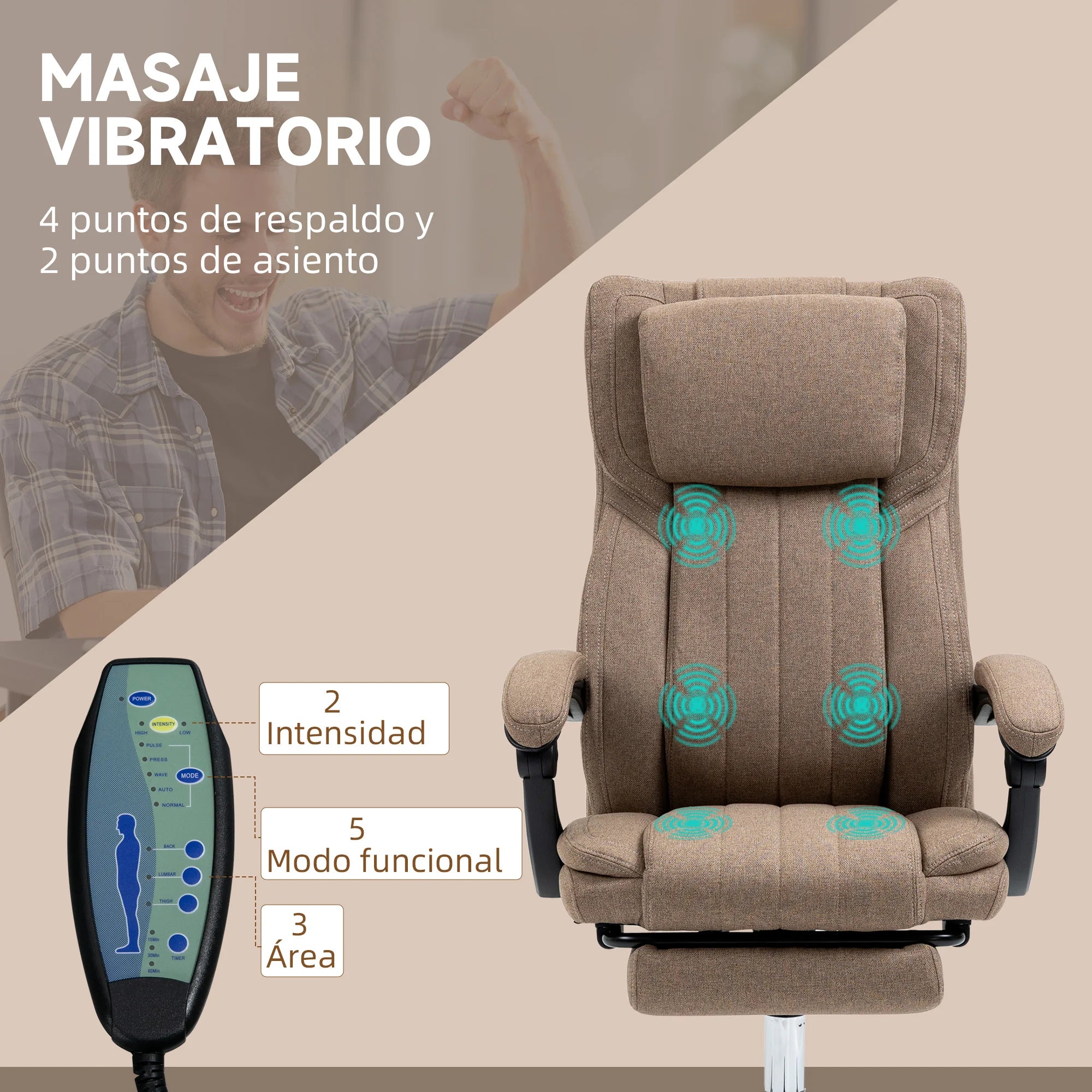 6-Point Vibration Electric Massager - Deep Tissue Relief Dark Brown Massage Chairs Tidesmit