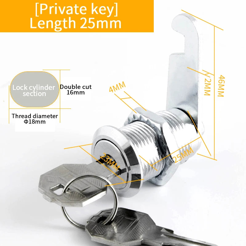 5Set Security Lock Metal Cylinder Cabinet Locker Cam Lock With Keys Security Mailbox Lock Drawer 16mm/20MM/25MM/30MM