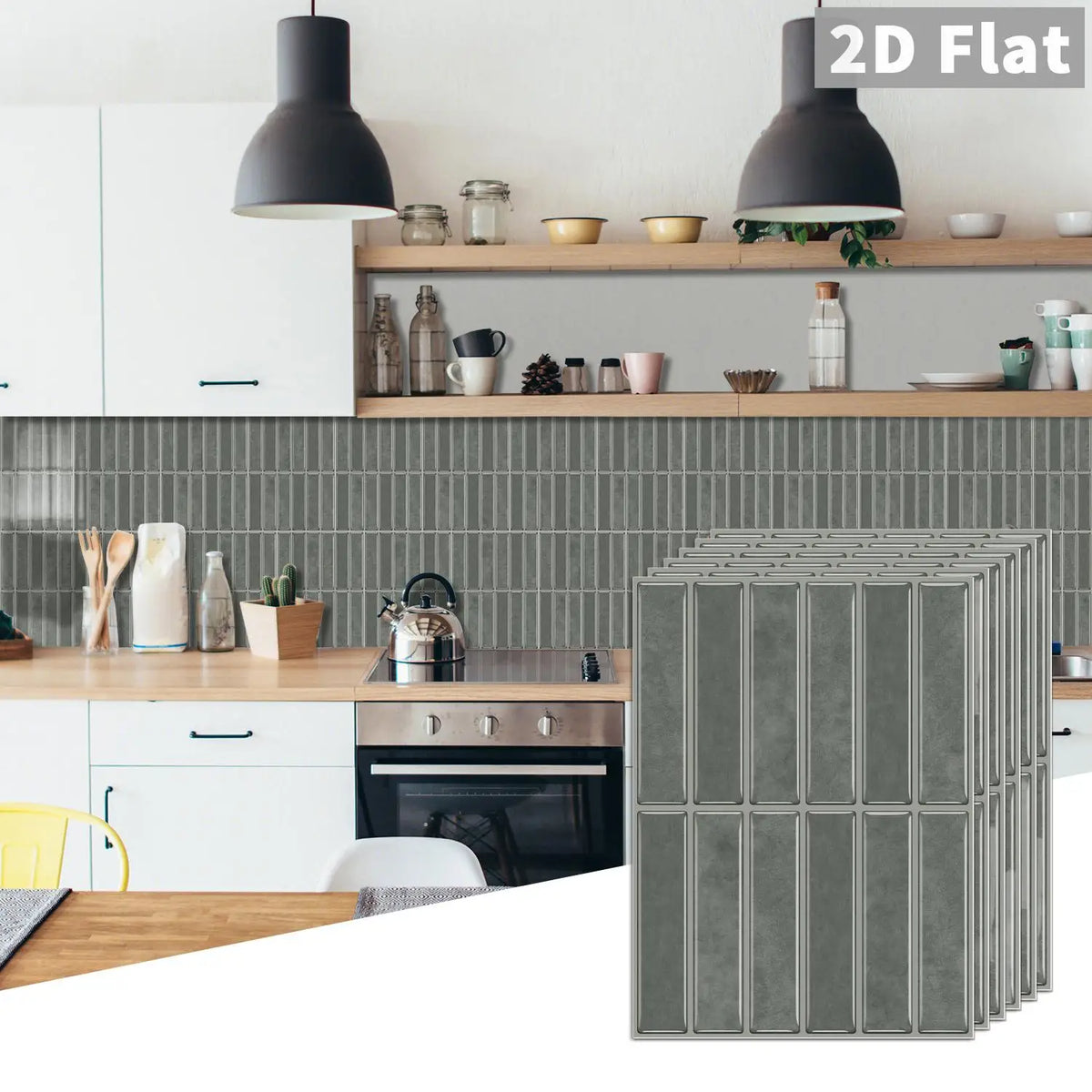 Peel-and-stick tile decals, gray square tile sheets with vertical and horizontal grid lines