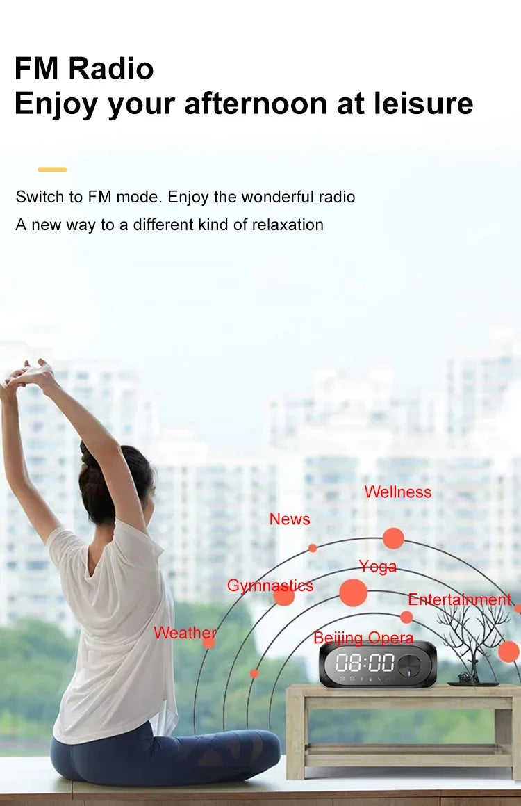 Wireless Bluetooth Speaker Alarm Clock Portable Radio FM Subwoofer Sound Box Music Mini Lamp Woofers Caixa De Som Coluna Bocina