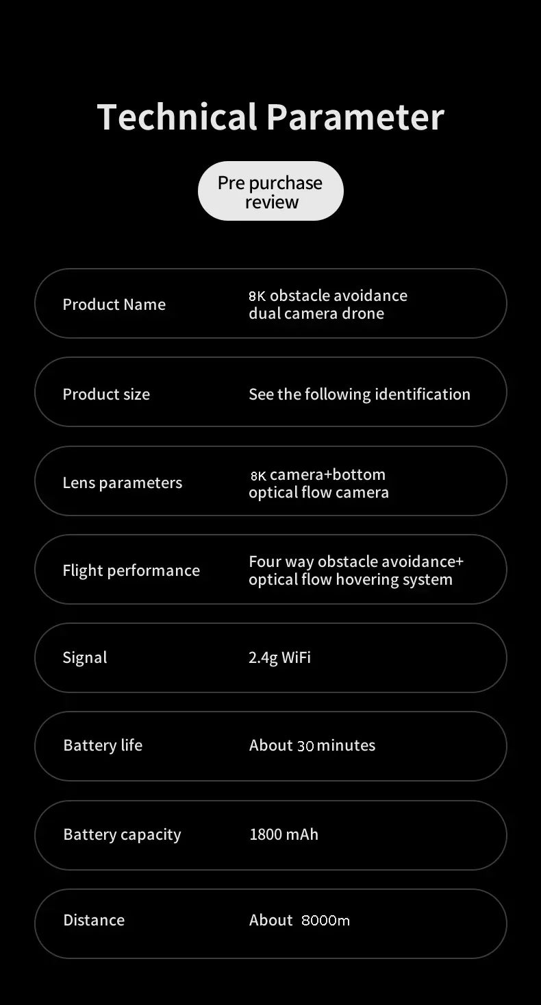8K Camera Drone with Dual Lens Obstacle Avoidance - Foldable Quadcopter Tidesmit