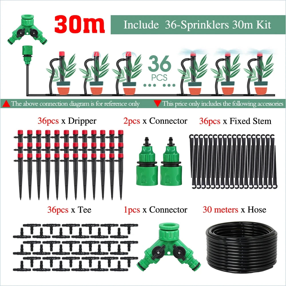 50-5M Automatic Garden Irrigation System Adjustable 13cm Sprinkler Smart Timer Greenhouse Yard Watering Kit Strong Flux